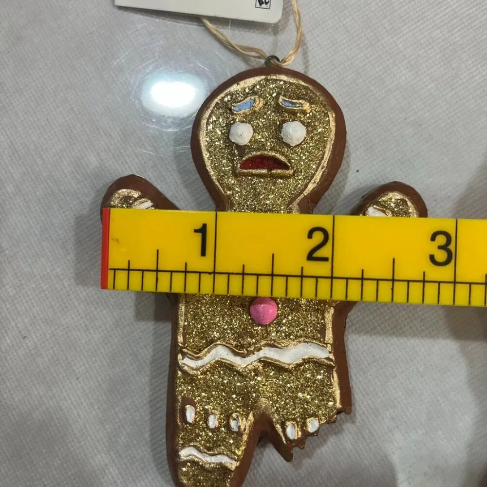 Cody Foster & Co. Gingerbread Man Shrek Inspired Glitter Ornament Gold NWT
